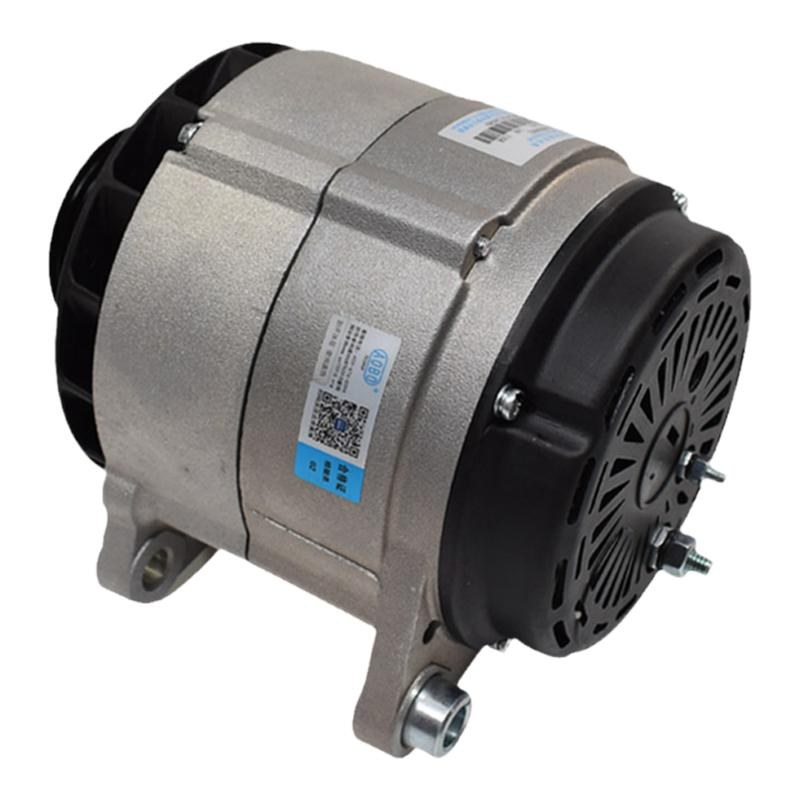 The alternator in a van engine bay — the entire 1.8 kW a 12V chassis can spare for the body.