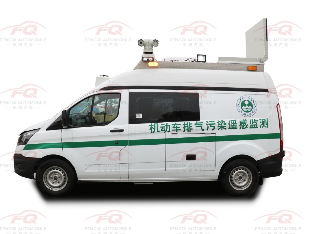 A vehicle exhaust remote-sensing detection van built on a wide-body European van chassis.